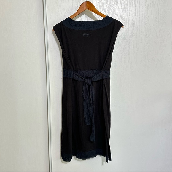 Vintage Y2K Billabong Summer Black Babydoll Midi Dress Cotton Linen Size Large - Picture 4 of 12